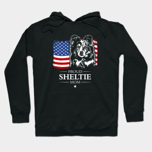 Proud Sheltie Mom American Flag patriotic gift dog Hoodie